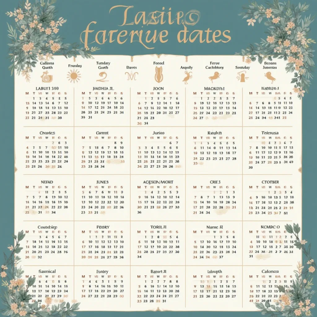 Printable Calendar of Zodiac Signs and Their Dates image 1